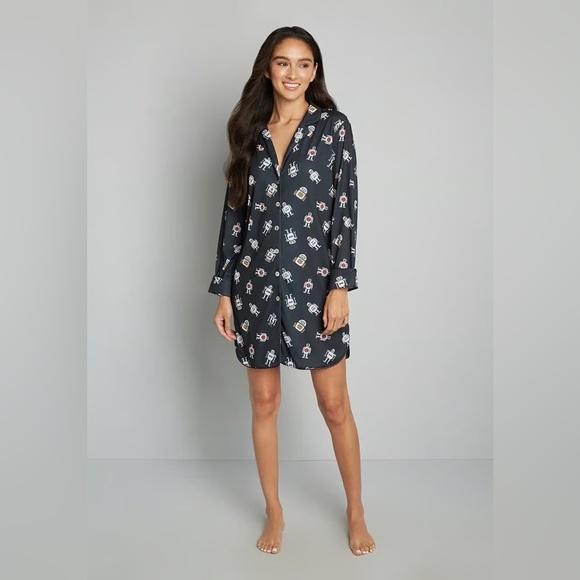 ModCloth Easy Mornings Long Sleeve Sleep Shirt medium - Picture 3 of 4